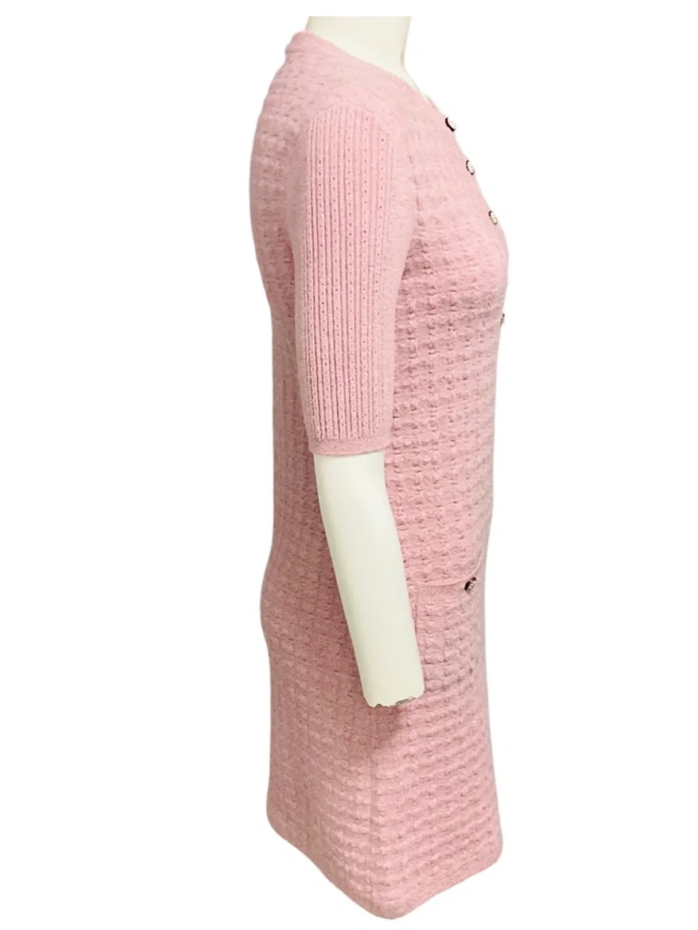 CHANEL 2017 PINK METALLIC SPARKLE KNIT COSMOPOLITE LUREX TWEED DRESS